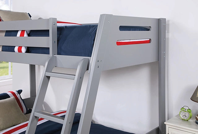 Emilee Twin/Full Bunk Bed White, Grey, Espresso, & Black