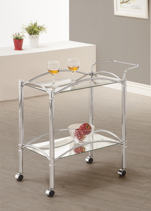 Shadix 2-tier Serving Cart with Glass Top Chrome and Clear