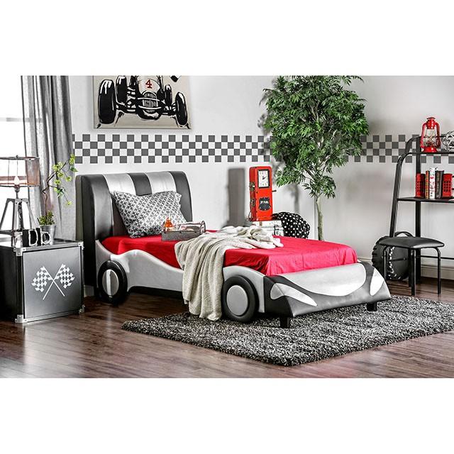 SUPER RACER Silver/Black Full & Twin Bed
