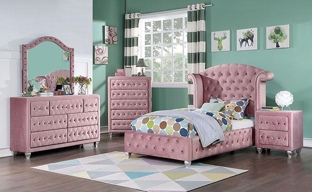 Zohar Queen & Twin Bed Black, Grey, & Pink