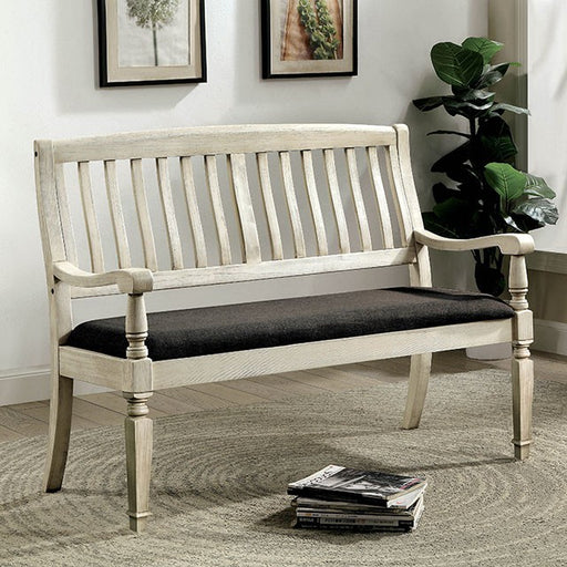 Georgia Antique White/Gray Love Seat Bench image